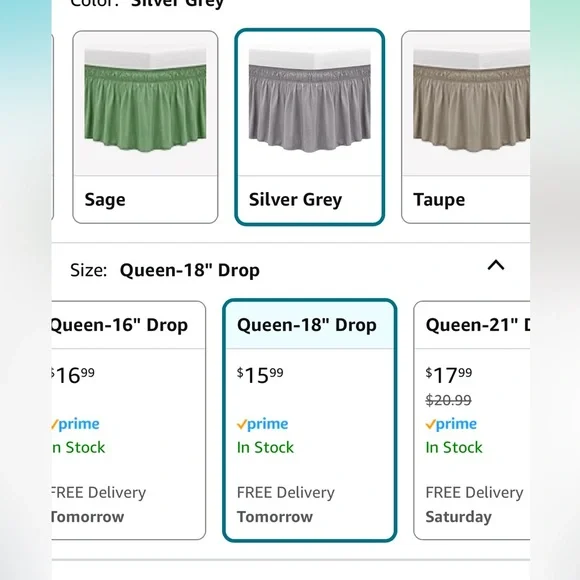 Biscayne Bay Wrap Around Elastic Bedskirt Queen Silver Grey - Picture 3 of 4